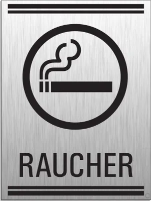 Produktbild von Warnschild - Rauchen Bereich | 200 x 150 mm selbstklebend Aluminium Edelstahloptik