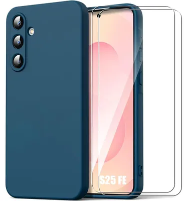 Image de Coque + 2 Verres Trempés pour Samsung Galaxy S25 FE, Silicone Ultra Slim Antichoc Anti-Rayures - Bleu Marine