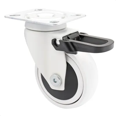 Produktbild von WAGNER Design 3C - Lenkrolle soft mit Bremse - Durchmesser Ø 75 mm, weiß, Kugellager, Tragkraft 75 kg - 01237601