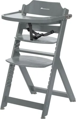 A gray Bebeconfort Timba high chair is shown against a white background.