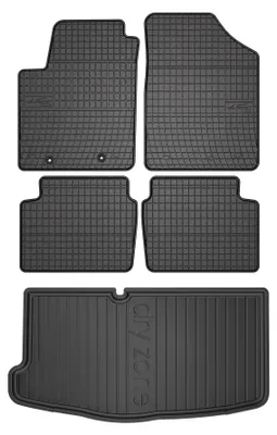 Productafbeelding van Rubberen automatten + kofferbakmat voor Hyundai i10 I 2007-2013 (hatchback) – 5-delig, zwart, op maat – Wielganizator SolidPRO