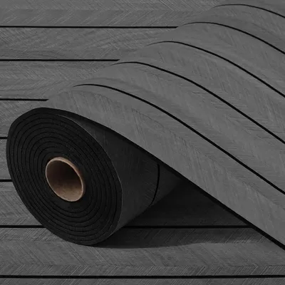 Image de Panneau mural 3D,Reproduction gris foncé, autocollant, imitation bois, rouleau de papier peint à lattes de bois, dimensions 300 x 40 cm
