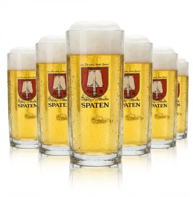 Produktbild von 6x Spaten Glas 0,5l Bier Krug Humpen Seidel Kontur Relief Gläser Bayern Gastro