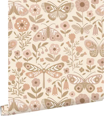 Obrázok produktu pre ESTAhome tapety kvety a motýle béžová a ružová 50 x 900 cm