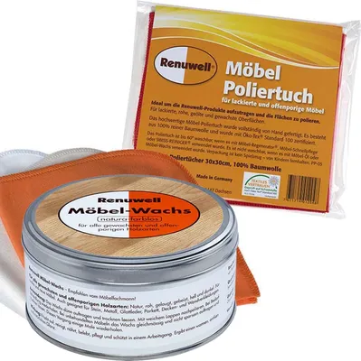 Produktbild von Renuwell Möbel-Wachs 500 ml - Möbel Poliertuch 4 Stück Spar-Set