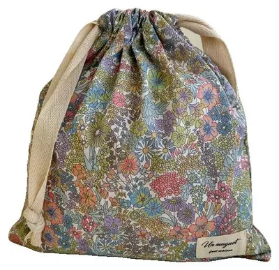 Image de Sac en coton, motif floral fait à la main, organisateur polyvalent. Moi