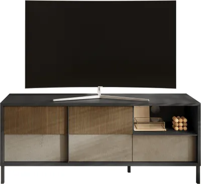 Produktbild von Moderner Design-Wohnzimmer-TV-Schrank 2 Türen 1 Schublade 156x40x64cm Saban - Beige