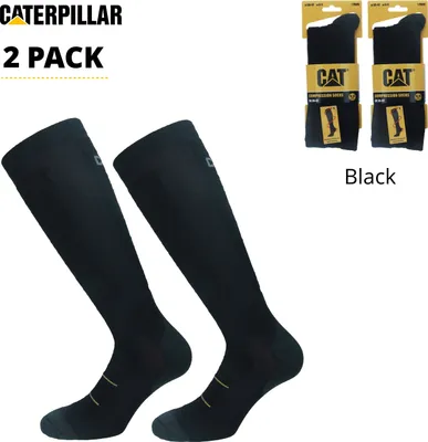 Immagine prodotto di Caterpillar 2 paia di calze lunghe da uomo, compressione graduata, recupero muscolare rapido (nero, 43-46)