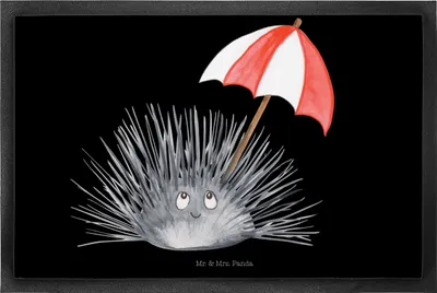 Produktbild von Mr. & Mrs. Panda Fussmatte Seeigel 60 x 90 cm - Schwarz - Geschenk, Schmutzmatte, Lebe, Achtsamkeit, fußmatte, Fußabstreifer, Hier und Jetzt, Leben, Schmutzfangmatte