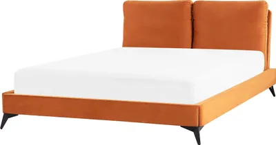 Produktbild von BELIANI Polsterbett Orange 160 x 200 cm Samtstoff Mit Lattenrost Elegant Modernes Design