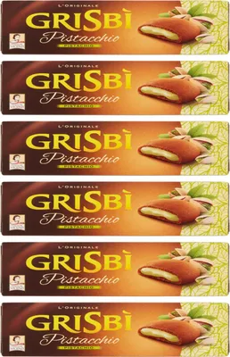 Produktbild von 6x Matilde Vicenzi Grisbi Biscotti Pistacchio kekse mit pistaziencreme füllung biscuits cookies 100% Italienische Kekse 150g
