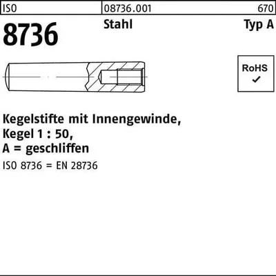 Produktbild von Reyher  Kegelstifte m. I.-gew. ISO 8736 9S20K A 20 x 50 (5 Stück)