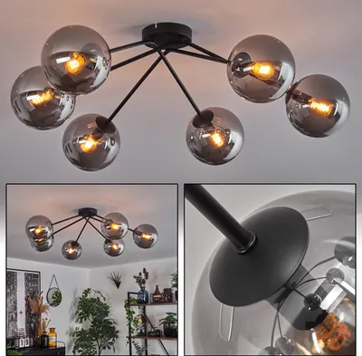 Produktbild von Fossobiubo Deckenlampe aus Metall/Glas in Schwarz/Rauchfarben