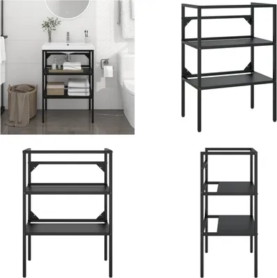 Zdjęcie produktu dla vidaXL Stojak łazienkowy pod umywalkę czarny 59x38x83 cm żelazny - Stojak pod umywalkę - Stelaż pod umywalkę - Stelaż pod umywalkę - Stojak pod umywalkę