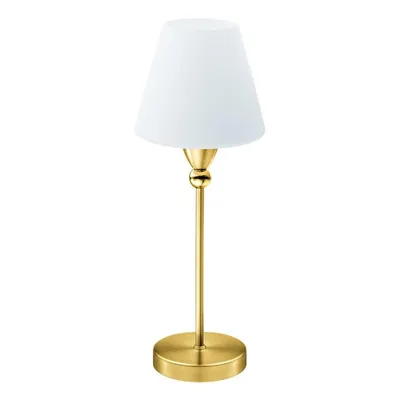 Produktbild von LED Tischleuchte Gold mit weißem Glasschirm, 3-stufig dimmbar E14 LED im Vintage-Stil – EGLO York