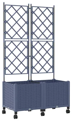 Obrázek produktu pro Dva kusy květináčů s opěrnou konstrukcí a kolečky, barva: šedá, rozměry: 80 x 40 x 149 cm