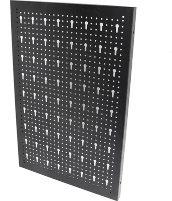 Produktbild von botle® Werkzeugwand 40x60 cm: Einzelnes Metall-Lochwandpaneel, vertikal perforiert, schwarz pulverbeschichtet, robuste Wandplatte für Werkstatt & Garage