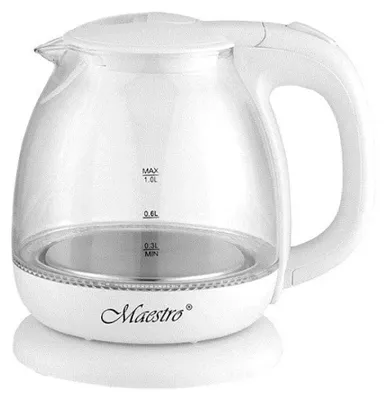 Obrázek produktu pro Feel Maestro MR-055-WHITE, 1 l, 1100 W, Bílá, Sklo, Indikátor úrovně vody, Zabezpečení proti přehřátí
