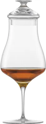 Imagen del producto de Zwiesel Glas: 2 vasos para degustar whisky con tapa, modelo Alloro. Fabricados a mano, aptos para lavavajillas (se recomienda lavado a mano). Código de producto: 122090
