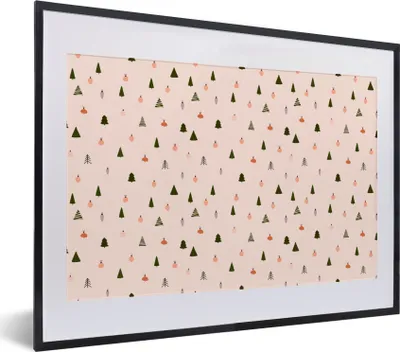 Produktbild von MuchoWow® Gerahmtes Poster Weihnachtsbäume - Weihnachtskugeln - Pastell 40x30 cm - Poster mit Schwarzem Bilderrahmen Wandposter Rahmen Foto Bilder - Bilderrahmen - Poster im Rahmen