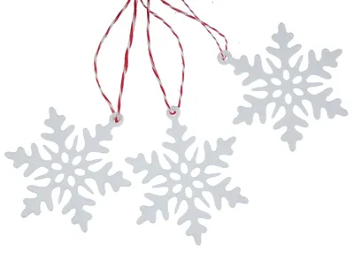 Produktbild von 3 Stück Weihnachtsbaumanhänger Baumschmuck Anhänger Xmas Schneeflocke weiß