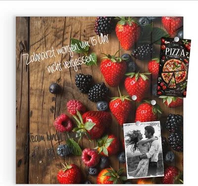 Produktbild von Magnettafel 30x30cm Pinnwand Whiteboard beschreibbar - Frische Beeren Exquisit
