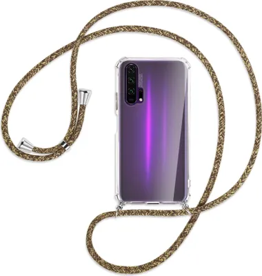 Produktbild von Handykette Backcover-Schutzhülle mit Band (Metall silberfarben) für Honor 20 Pro - braun+beige