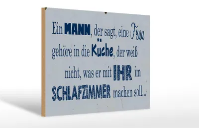 Produktbild von Holzschild  ein Mann der sagt Frau in Küche, 30 x 20 cm, Holzschilder Spruch Küche