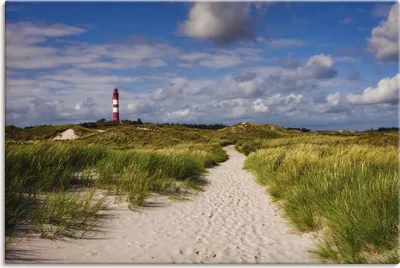 Produktbild von ARTland Leinwandbild Strandweg zum Leuchtturm - Insel Amrum Größe: 90x60 cm