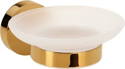 Produktbild von BILLO Seifenablage Messing Milchglas Gold poliert 129x110x55 mm für Bad & Küche >> zum Bohren oder Kleben