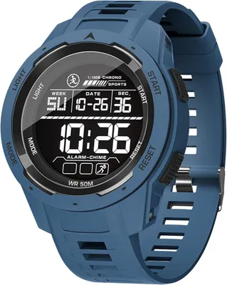 Produktbild von Digitale Herren Sportuhr 5ATM Wasserdicht mit LED, Wecker, Stoppuhr, 12/24H Anzeige, Großes Display, Leicht, Verstellbares Armband, Outdoor Uhr