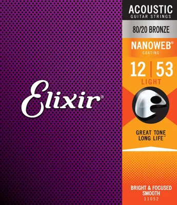 Immagine prodotto di Elixir 11052 Nanoweb - 80/20 Bronzo, chiaro (012-053)