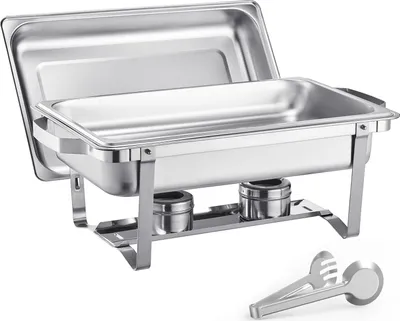 Produktbild von SucceBuy 8 Qt 4er-Pack rechteckiges Chafing Dish Buffet-Set – Pfanne in voller Größe, Edelstahl