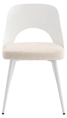 Produktbild von 2er-Set Stühle aus Polypropylen, Strukturstoff und Metall - Weiß und Beige IRELINA