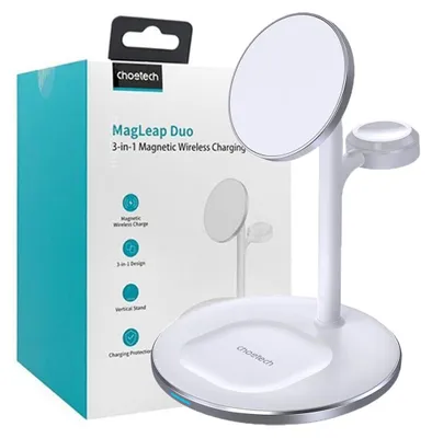 Image de Choetech T585-F Station de charge par induction 3W1 Iphone 12/13, Airpods Pro, Apple Watch Blanc