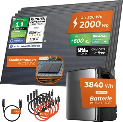 Produktbild von SOLARWAY Balkonkraftwerk 2000 Watt Ultra | EcoFlow STREAM Ultra X 3840 Wh Batterie