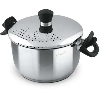 Obrázok produktu pre LAMART LT1206 Hrniec s cedidlom z prvotriednej nehrdzavejúcej ocele, pokrievka s cediacim mechanizmom, nerez, 5,8 L, Ø 24 cm; výška 13,5 cm