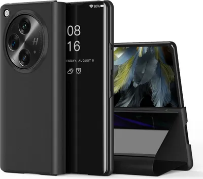 Produktbild von Hülle für OnePlus Open /Oppo Find N3 Überzug Spiegel View Klapp Schutzhülle mit Ständer Schwarz