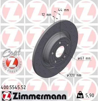 Produktbild von ZIMMERMANN Bremsscheibe Hinten passend für MERCEDES-BENZ A-Klasse (W177) 320mm 400.5545.52