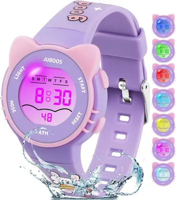 Produktbild von Kinder Digitaluhren,7 Farben LED-Licht Sport Armbanduhr Jungen Wasserdicht Kinderuhr mit Alarm Stoppuhr, Outdoor Armbanduhr für Jungen Mädchen 5-18