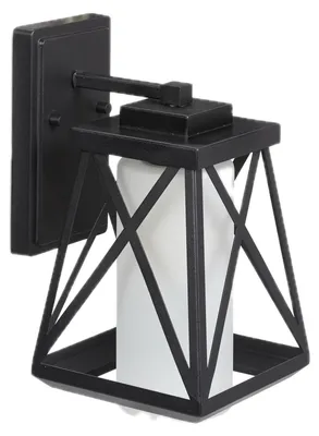 Produktbild von Relaxdays Außenlampe Wand, Metall & Milchglas, E27, Retro Wandleuchte außen, IP44, Wandlampe Haustür & Terrasse, schwarz