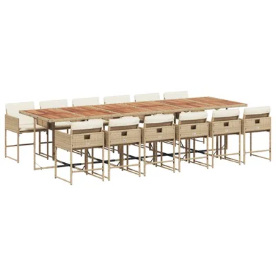 Produktbild von vidaXL 13-tlg. Garten-Essgruppe mit Kissen Beige Poly Rattan