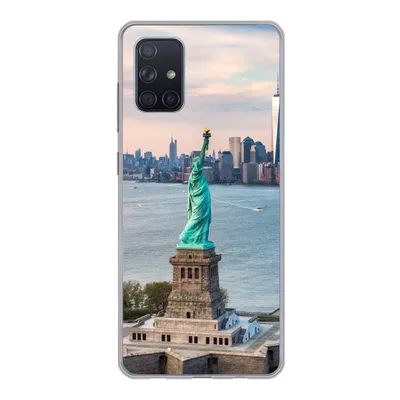 Produktbild von MuchoWow® Handyhülle Schutzhülle Hülle für Samsung Galaxy A51 Freiheitsstatue mit der Skyline von New York Silikon Softcase Handy Hülle - Schutzabdeckung