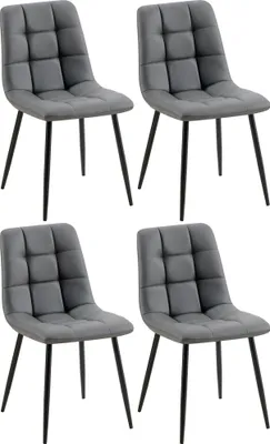 Produktbild von 4er Set Esszimmerstuhl FANOR - Kunstleder Dunkelgrau 45x55x84 cm | Essstühle Esszimmerstühle Küchenstühle Wohnzimmerstühle