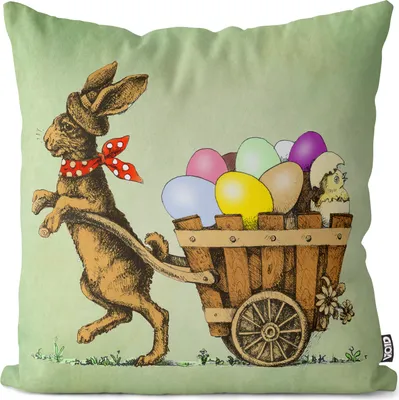 Produktbild von VOID Osterhase bunte Eier Kissenhülle Polyester Zierkissen Couchkissen Ostern Osterdeko Deko