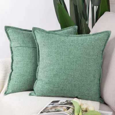 Produktbild von Kissenbezüge 2er Set Polyester-Leinen Grün 40x40 cm