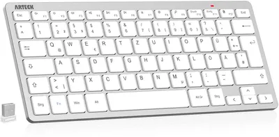 Produktbild von Kabellose Tastatur Deutsches Layout Kompakte USB Kabellos Tastatur Silber