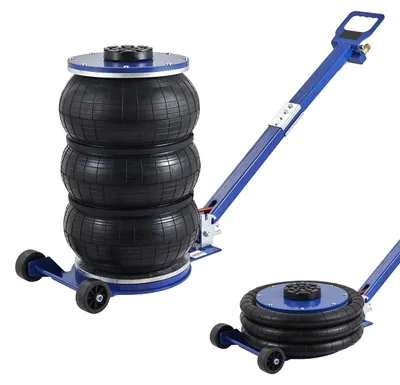Imagen del producto de Gato neumático Relaxdays, 3,5 toneladas, gato neumático para automóviles, elevador neumático, tiempo de elevación de 5 segundos, dimensiones HBT 13,5-40x24x106 cm, acero, color azul