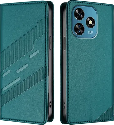 Image de Etui pour Oukitel C51, étui en cuirPolyuréthaneavec fente pour cartes et fonction stand Grün