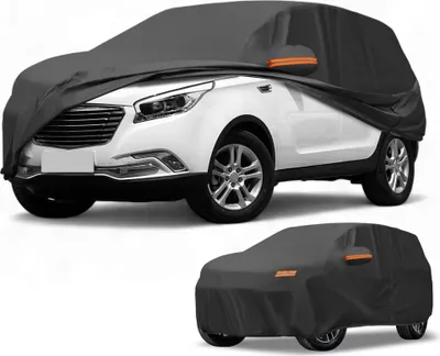 Produktbild von Autoabdeckung Wasserdicht Alle Wetter Automobil Au?en Anti-UV Sonne Regen Schutz Vollst?ndige Au?enabdeckung fš¹r Hyundai Santa Fe Schwarz mit Reflektierenden Streifen